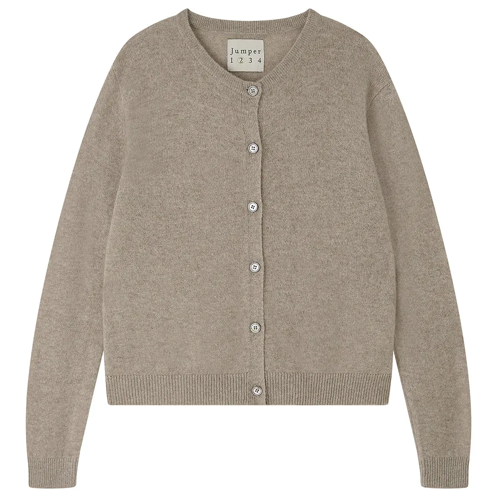 Cashmere Crew Cardigan in Organic Light Brown sold by Jumper 1234