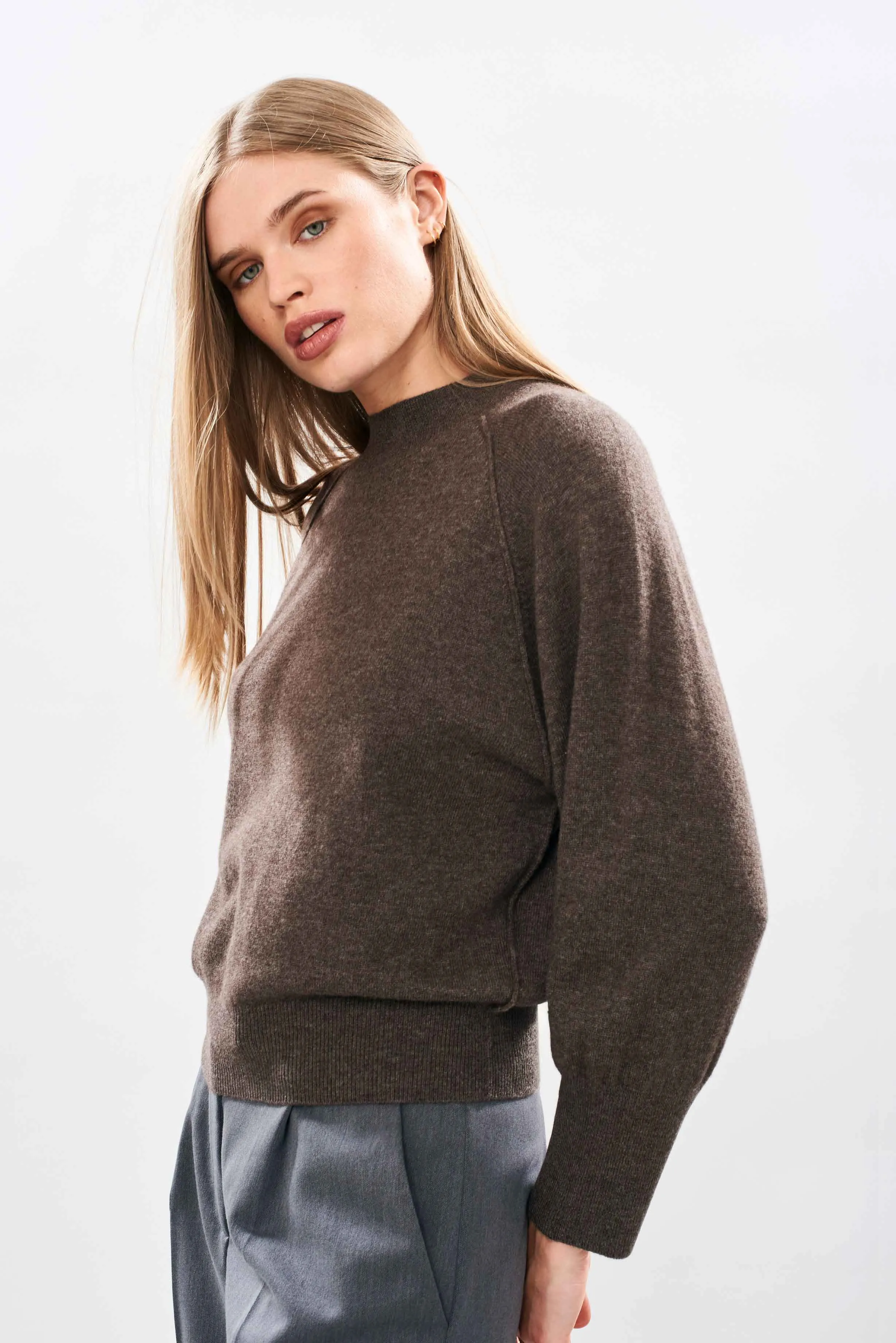 Merino Exposed Raglan Crew in Moose sold by Jumper 1234 product image thumbnail 2