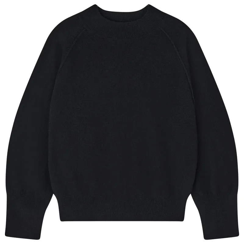 Merino Exposed Raglan Crew in Black sold by Jumper 1234