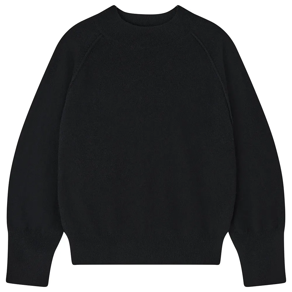 Merino Exposed Raglan Crew in Black sold by Jumper 1234