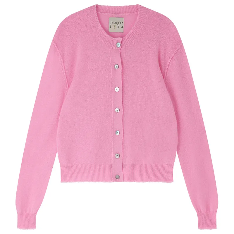 Cashmere Distressed Cardigan in Candy sold by Jumper 1234