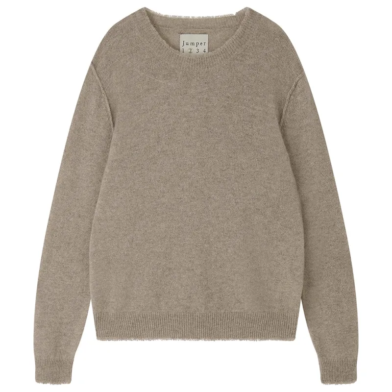 Cashmere Distressed Crew in Organic Light Brown made by Jumper 1234