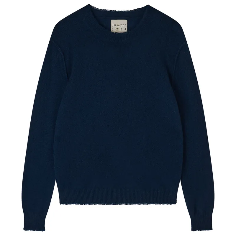 Cashmere Distressed Crew in Navy made by Jumper 1234