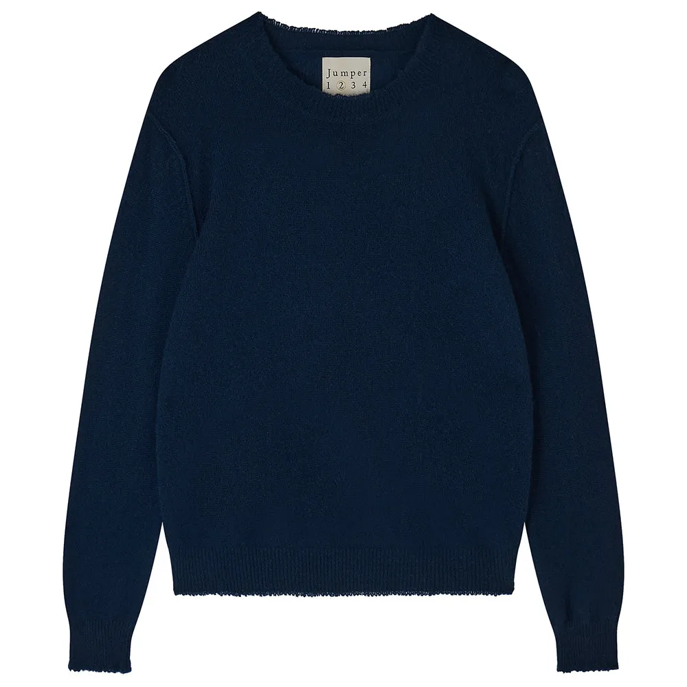 Cashmere Distressed Crew in Navy sold by Jumper 1234