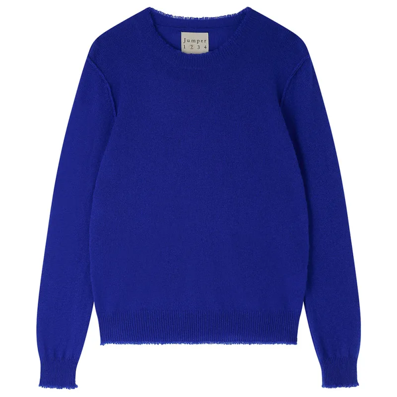 Cashmere Distressed Crew in Bright Blue made by Jumper 1234