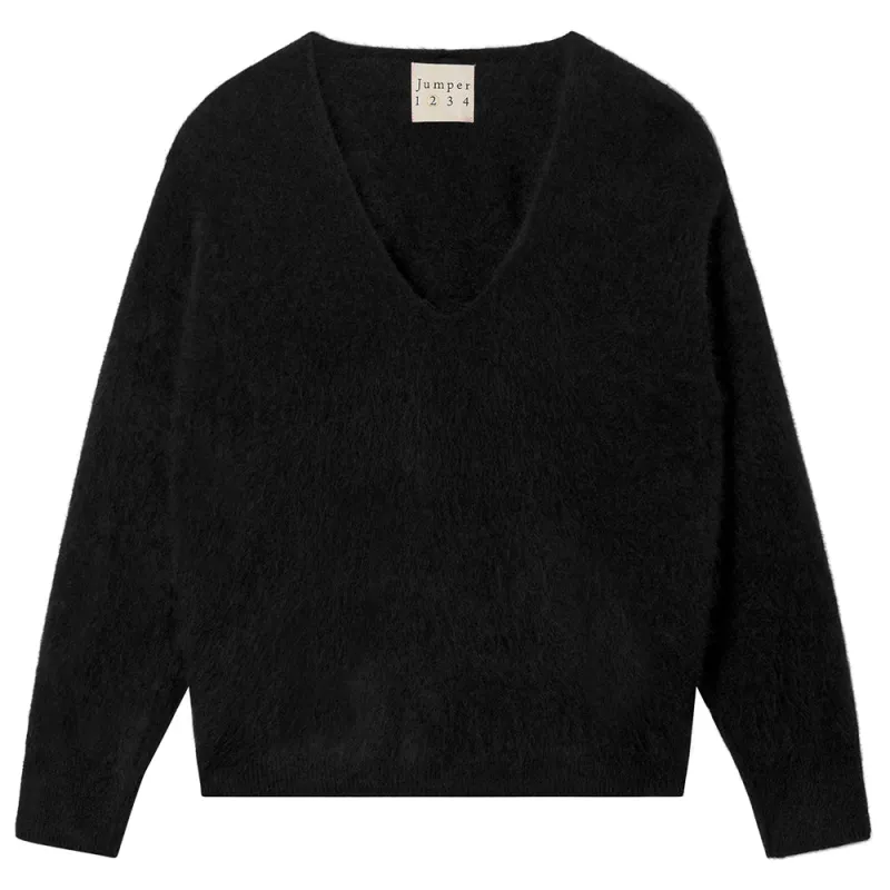 Cashmere Brushed Boxy Vee in Black sold by Jumper 1234
