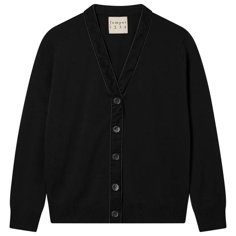 Cashmere Wool Velvet Little Cardigan in Black sold by Jumper 1234