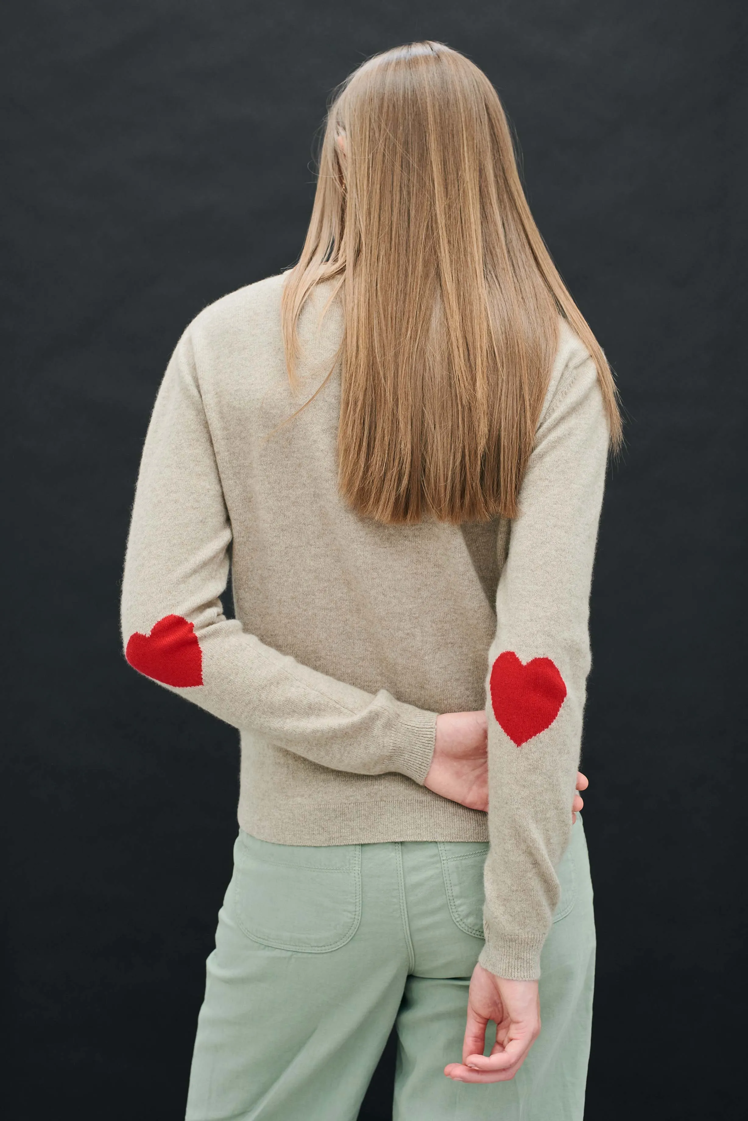 Heart Patch Cashmere Crew in Organic Light Brown and Red sold by Jumper 1234 product image thumbnail 4