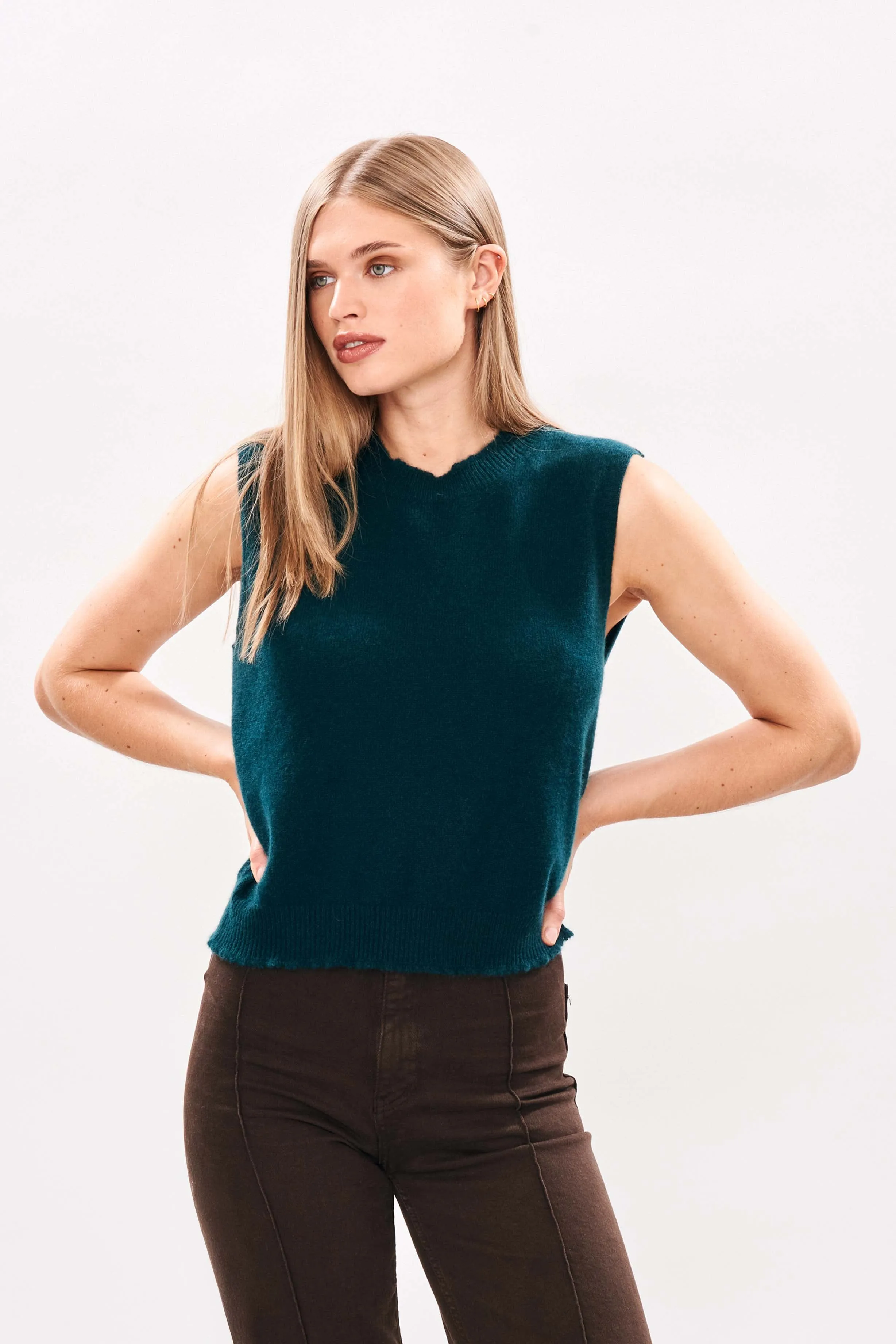 Cashmere Distressed Tank in Bottle Green sold by Jumper 1234 product image thumbnail 2