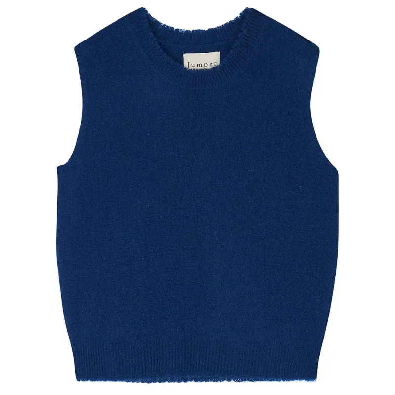 Cashmere Distressed Tank in Denim Blue sold by Jumper 1234