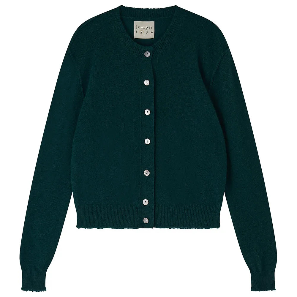 Cashmere Distressed Cardigan in Bottle Green sold by Jumper 1234