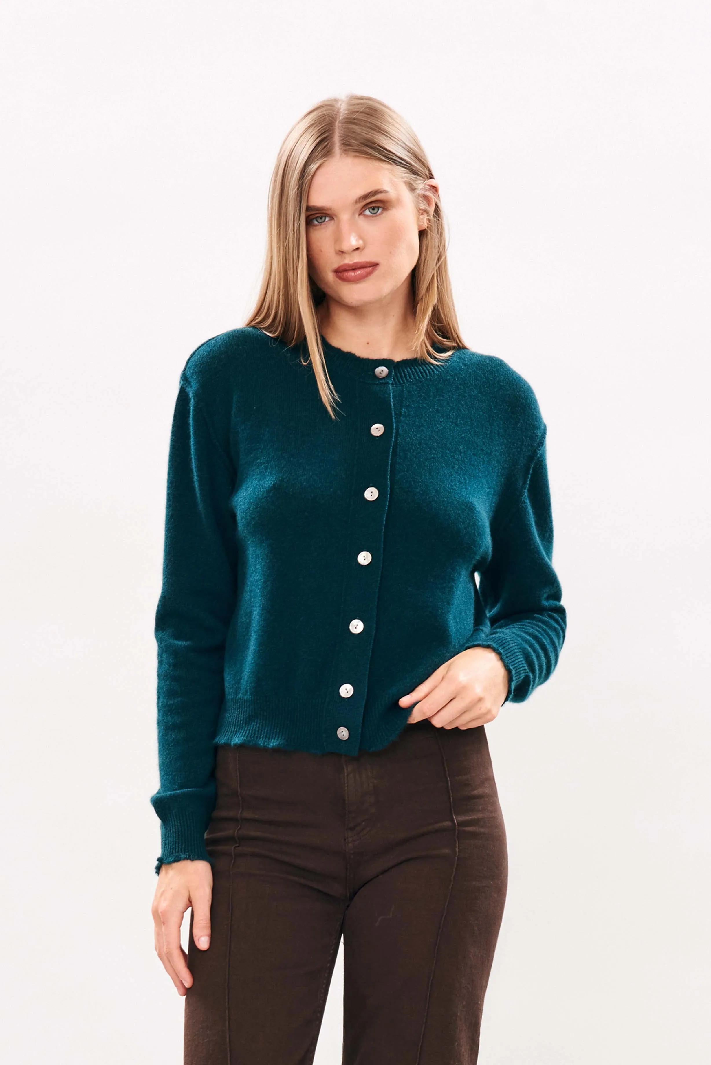 Cashmere Distressed Cardigan in Bottle Green sold by Jumper 1234 product image thumbnail 2