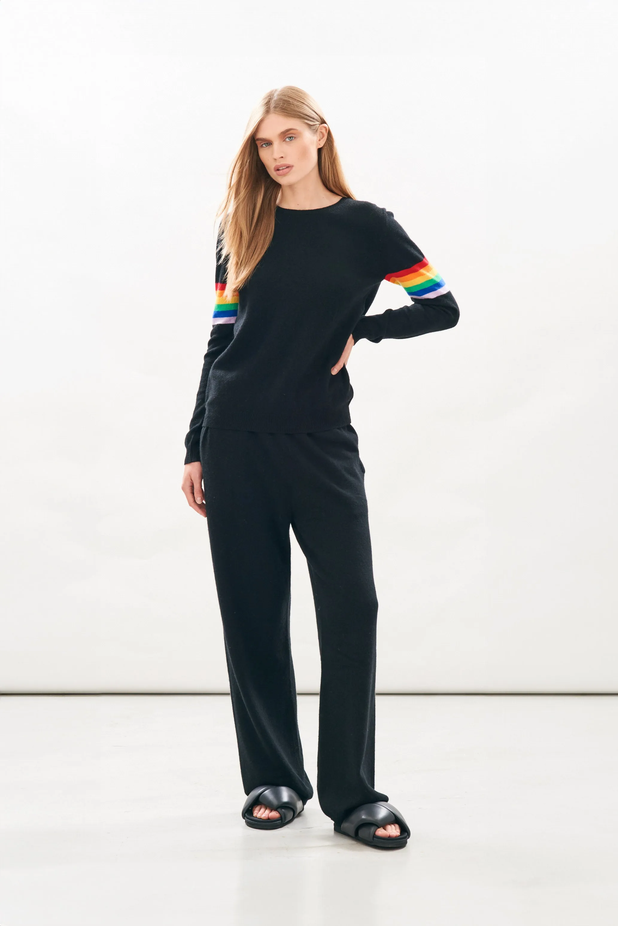 Rainbow Arms Cashmere Crew in Black sold by Jumper 1234 product image thumbnail 2