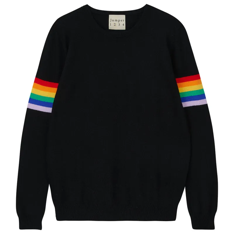 Rainbow Arms Cashmere Crew in Black made by Jumper 1234