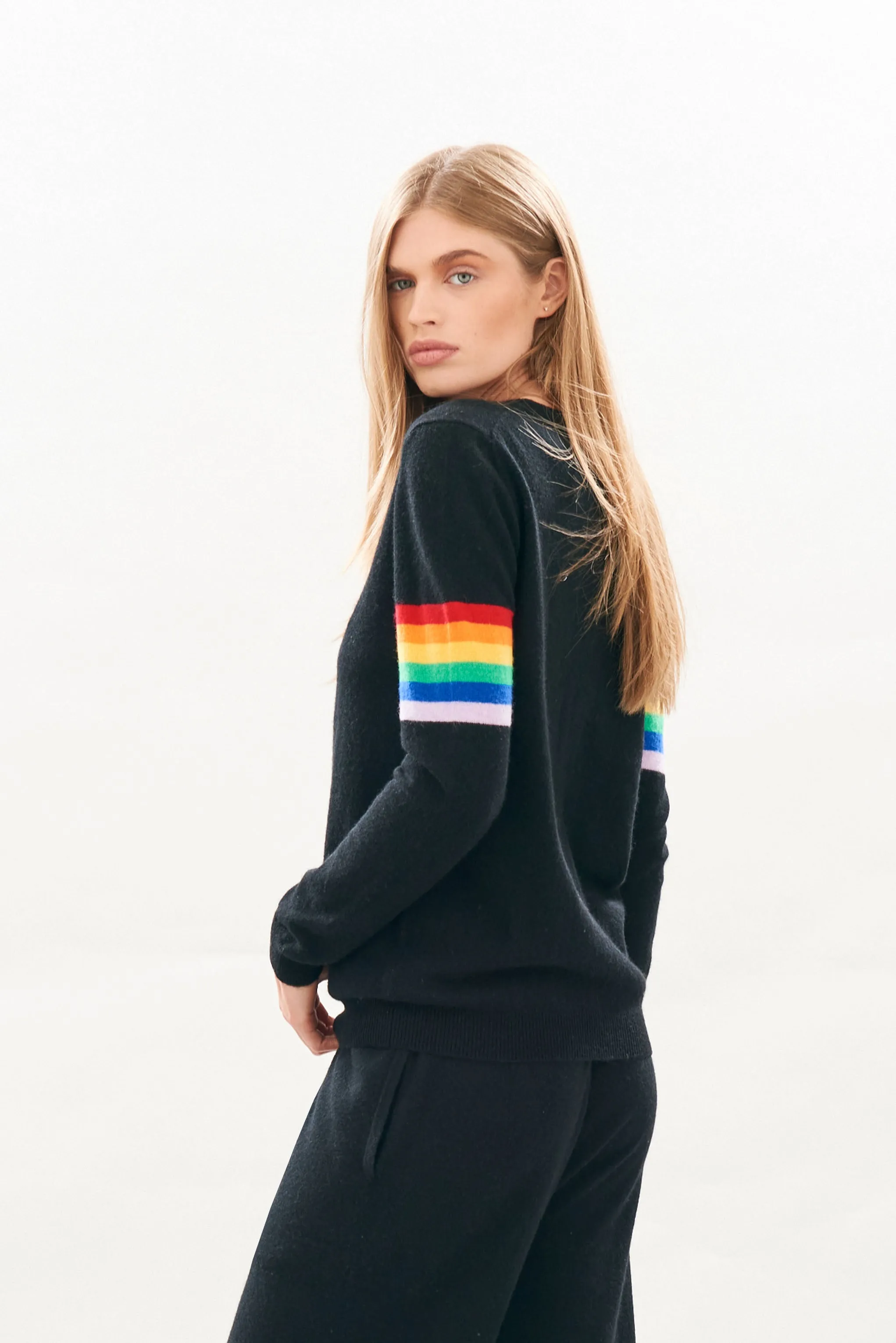 Rainbow Arms Cashmere Crew in Black sold by Jumper 1234 product image thumbnail 4