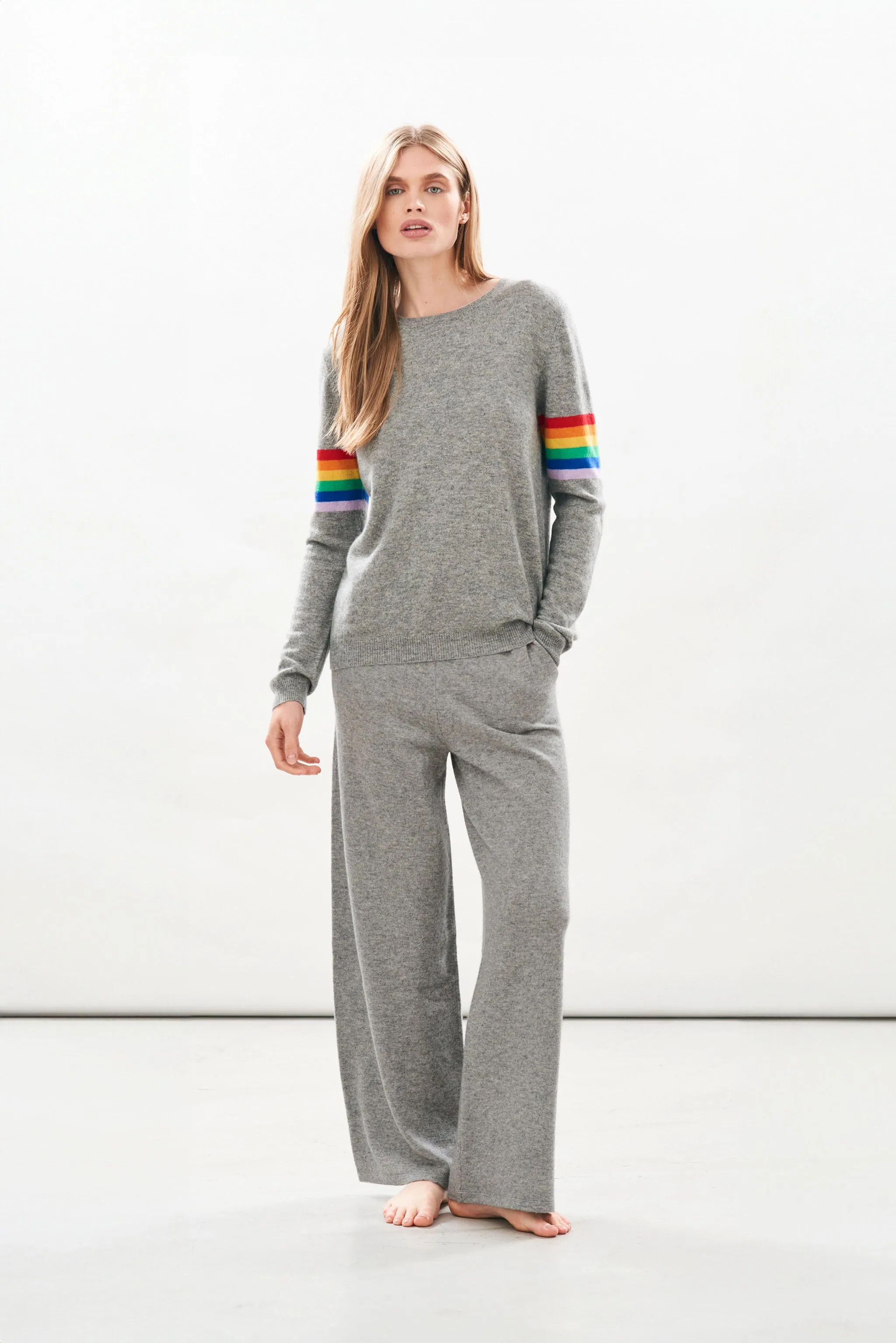 Rainbow Arms Cashmere Crew in Mid Grey sold by Jumper 1234 product image thumbnail 2