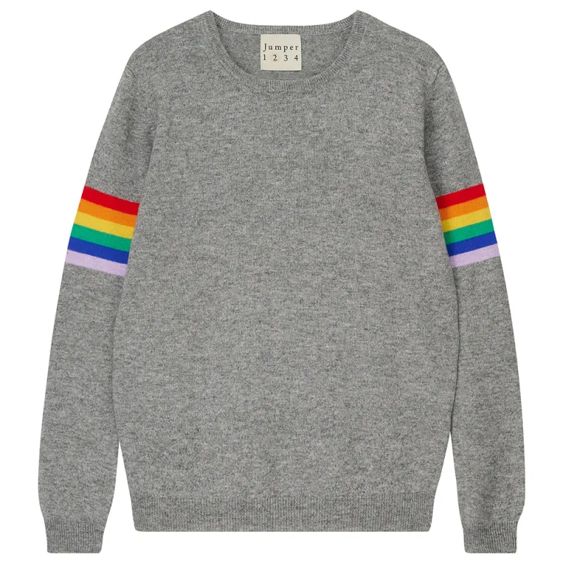 Rainbow Arms Cashmere Crew in Mid Grey made by Jumper 1234