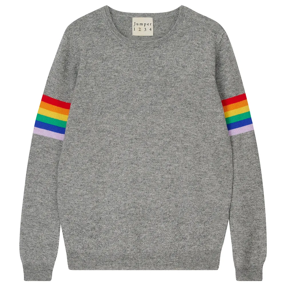 Rainbow Arms Cashmere Crew in Mid Grey sold by Jumper 1234