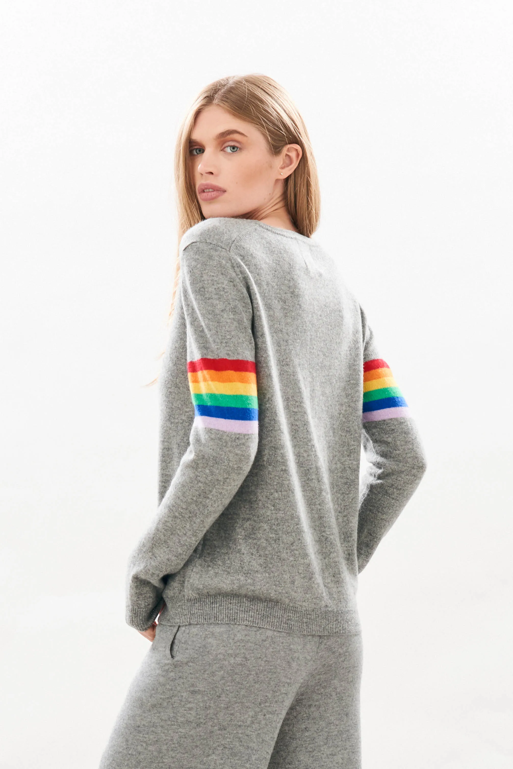 Rainbow Arms Cashmere Crew in Mid Grey sold by Jumper 1234 product image thumbnail 3