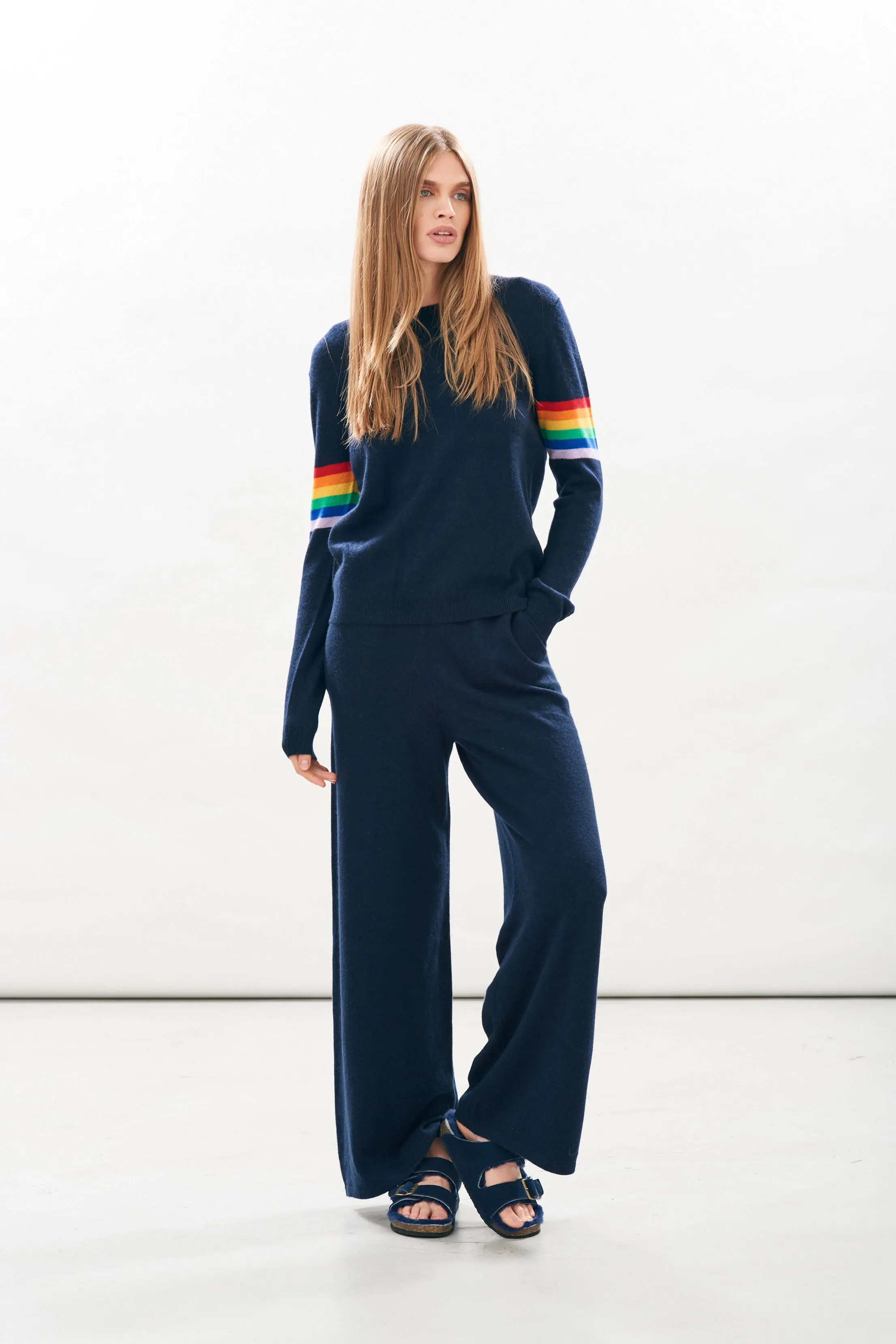 Rainbow Arms Cashmere Crew in Navy sold by Jumper 1234 product image thumbnail 2