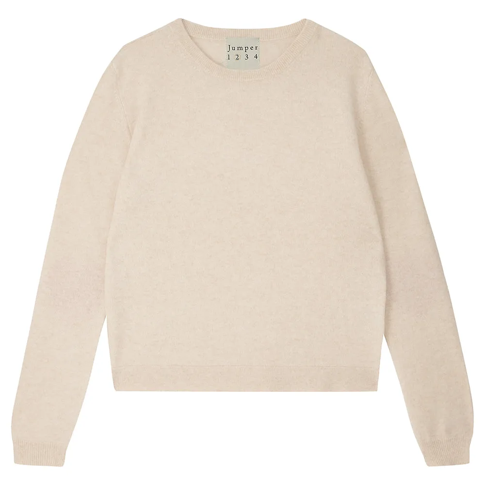 Heart Patch Cashmere Crew in Oatmeal and Hot Pink sold by Jumper 1234 product image thumbnail 2