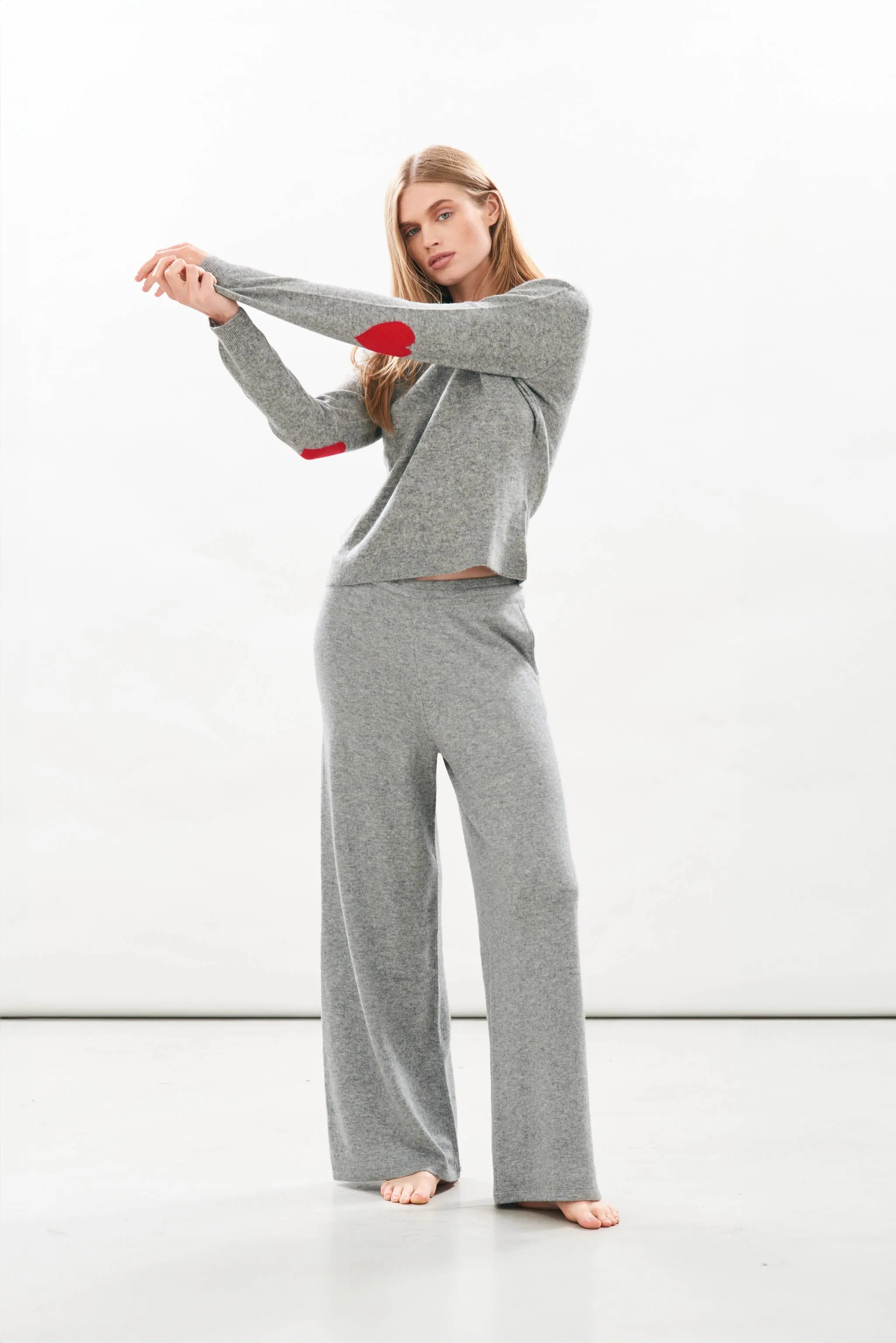 Heart Patch Cashmere Crew in Mid Grey and Red sold by Jumper 1234 product image thumbnail 3