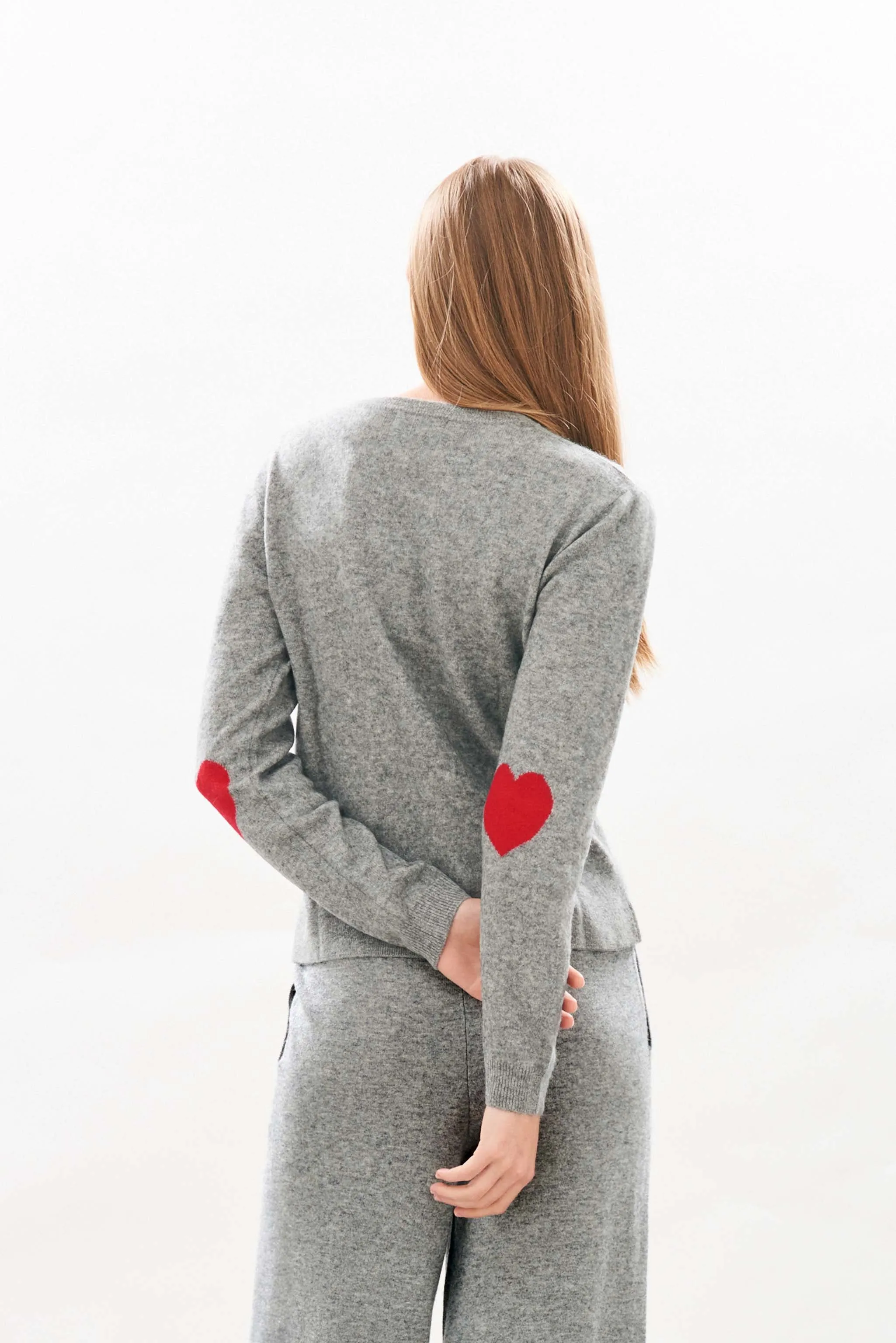 Heart Patch Cashmere Crew in Mid Grey and Red sold by Jumper 1234 product image thumbnail 4
