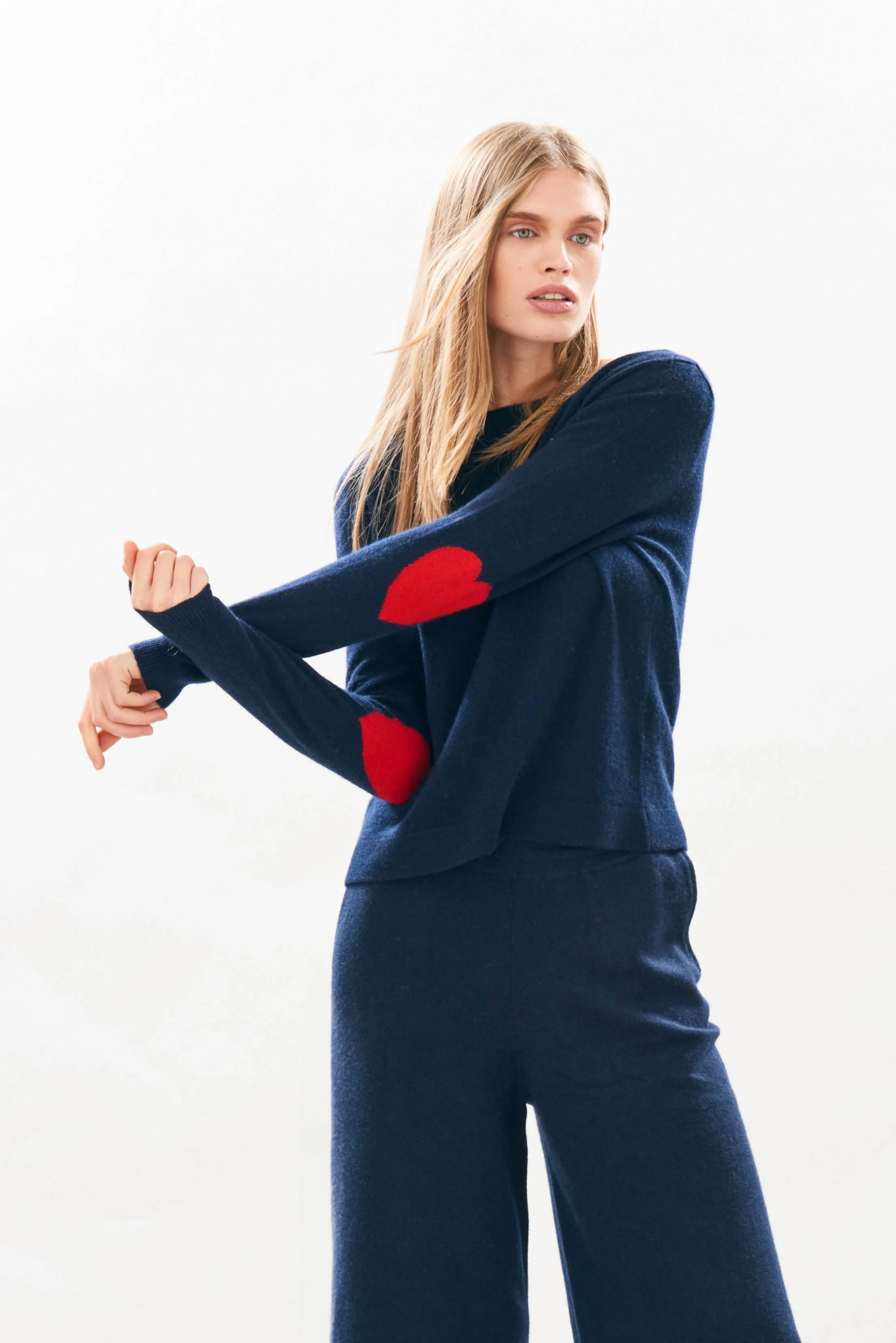 Heart Patch Cashmere Crew in Navy and Red sold by Jumper 1234 product image thumbnail 5