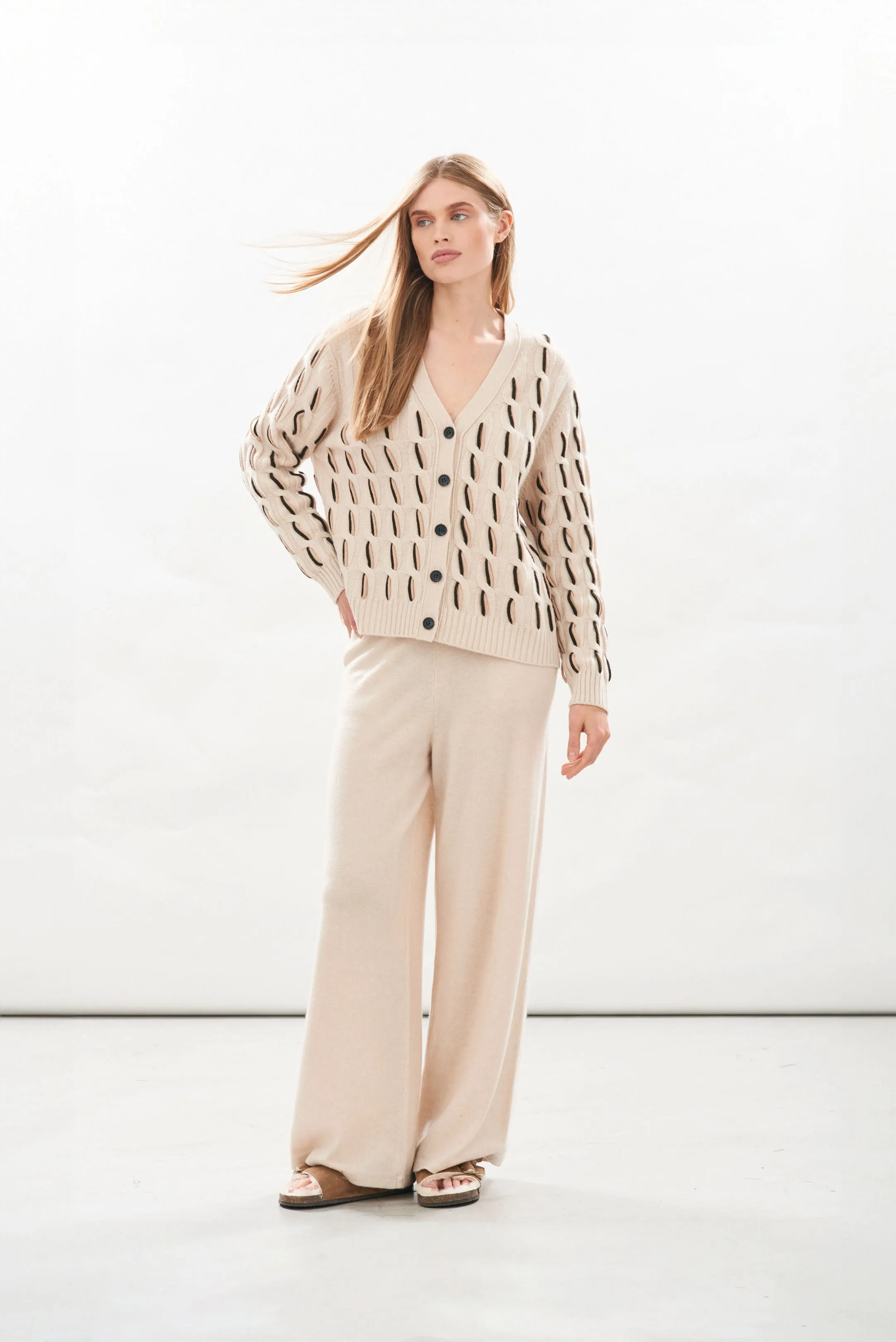 Cashmere Wool Aran Cardigan in Biscuit sold by Jumper 1234 product image thumbnail 2