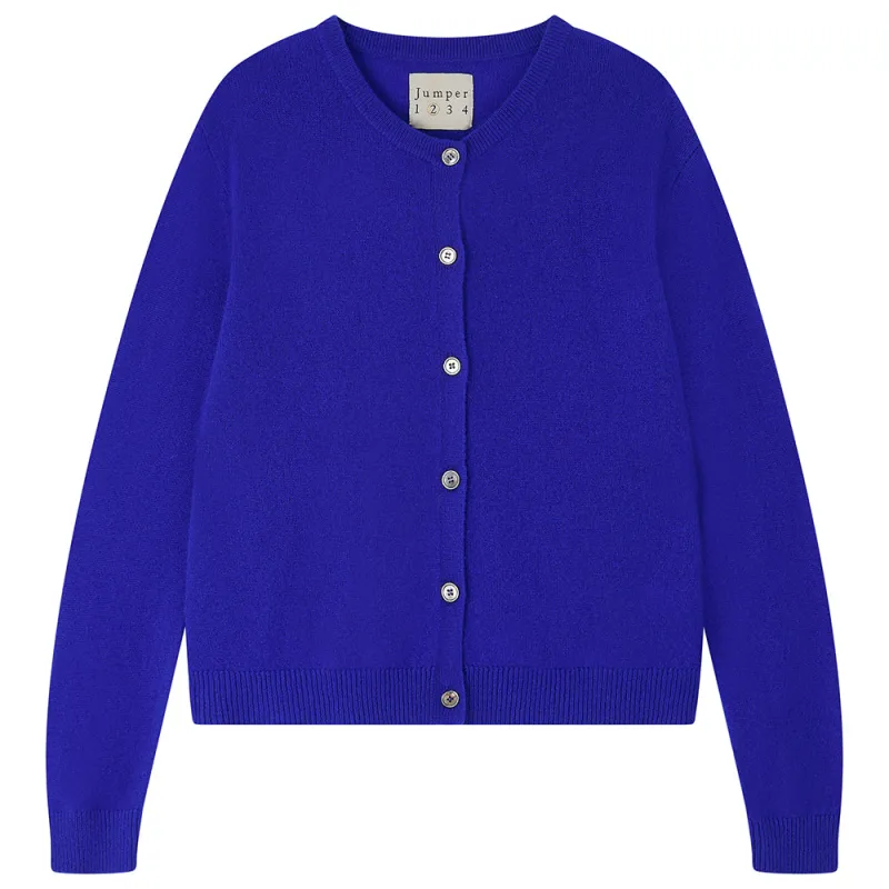 Cashmere Crew Cardigan in Bright Blue sold by Jumper 1234