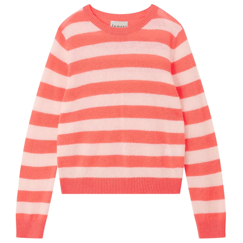 Cashmere Stripe Crew in Coral made by Jumper 1234