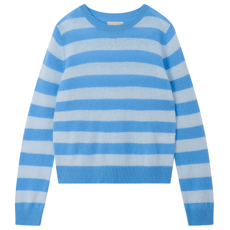 Cashmere Stripe Crew in Blue made by Jumper 1234