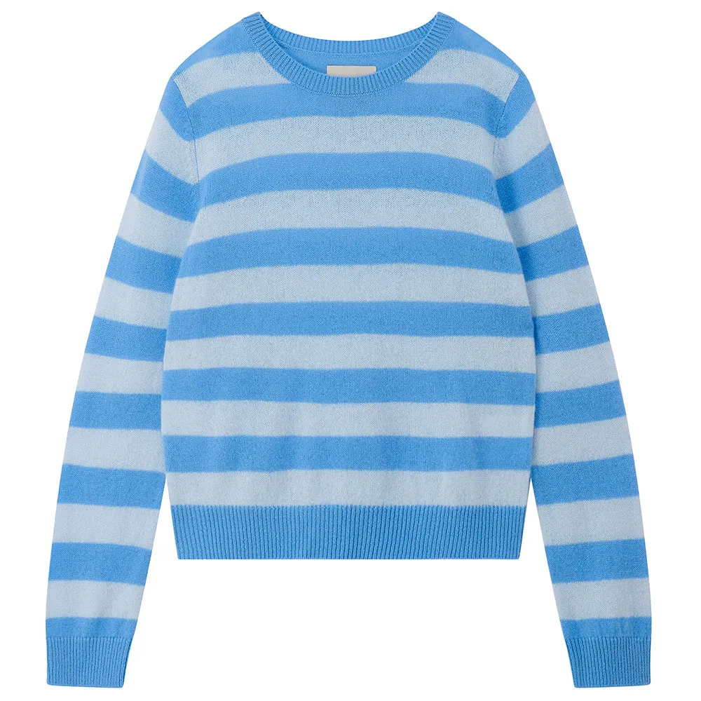Cashmere Stripe Crew in Blue sold by Jumper 1234