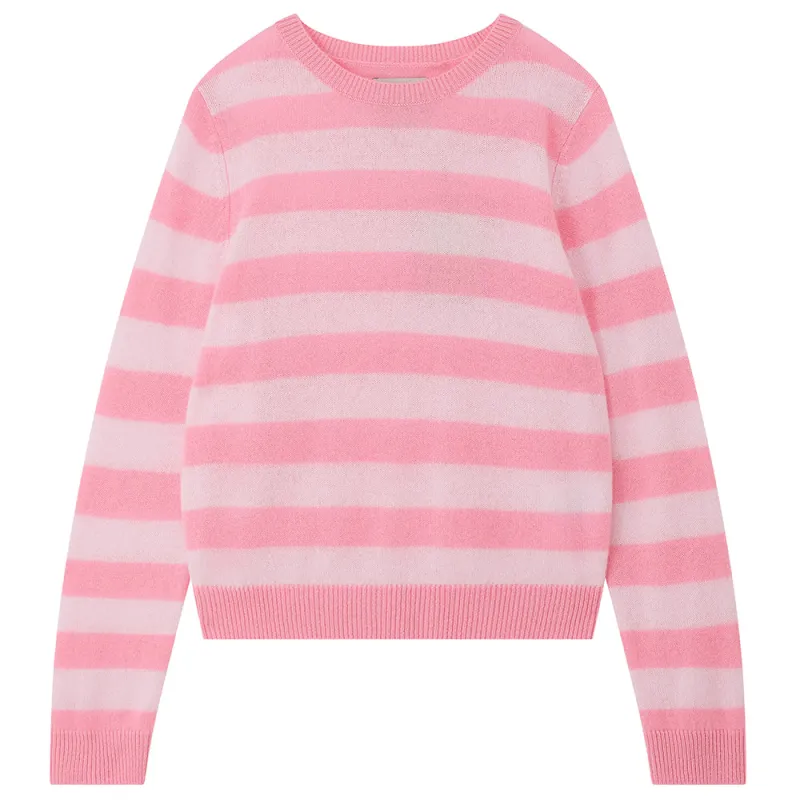 Cashmere Stripe Crew in Pink made by Jumper 1234