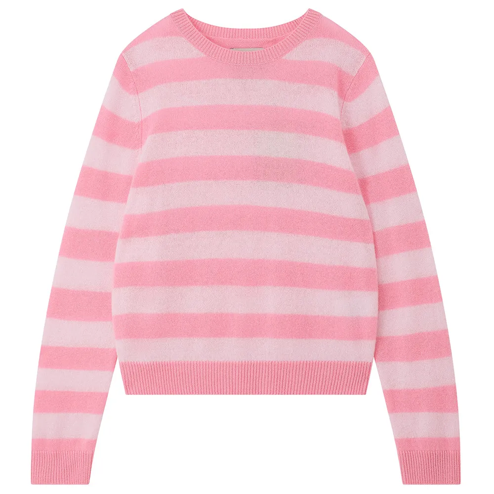 Cashmere Stripe Crew in Pink sold by Jumper 1234