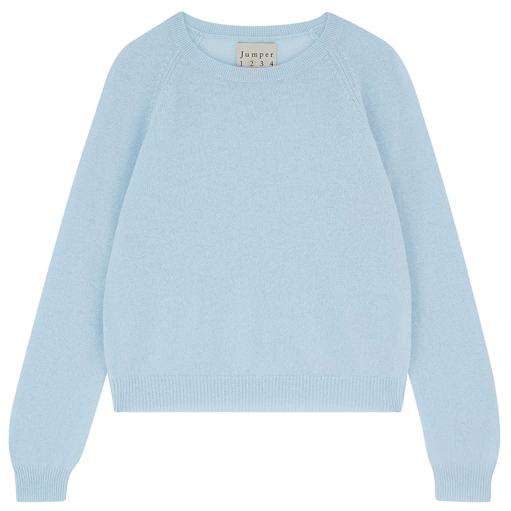 Cashmere Crop Crew in Pale Blue sold by Jumper 1234