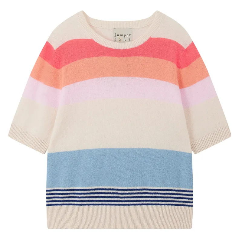 Cashmere Deckchair Stripe T Shirt in Oatmeal sold by Jumper 1234