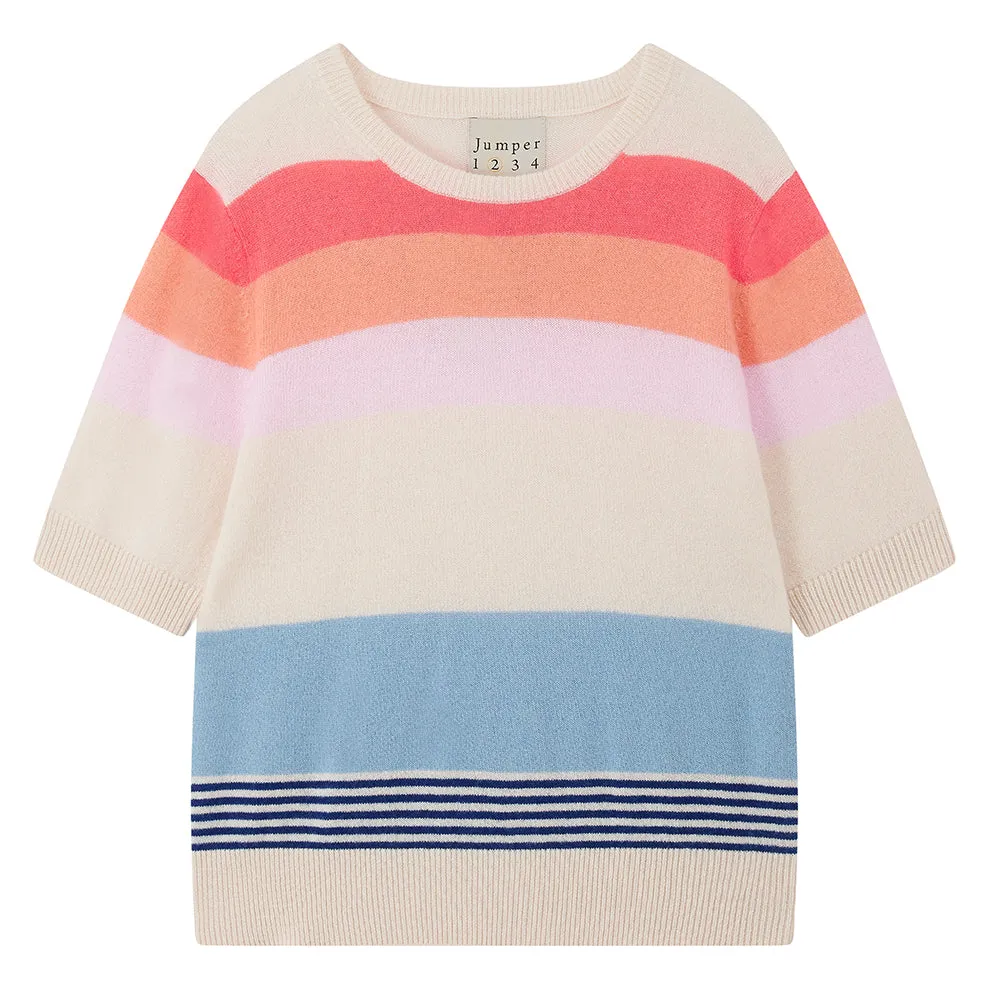 Cashmere Deckchair Stripe T Shirt in Oatmeal sold by Jumper 1234