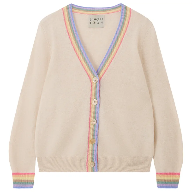 Cashmere Rainbow Cardigan in Oatmeal sold by Jumper 1234