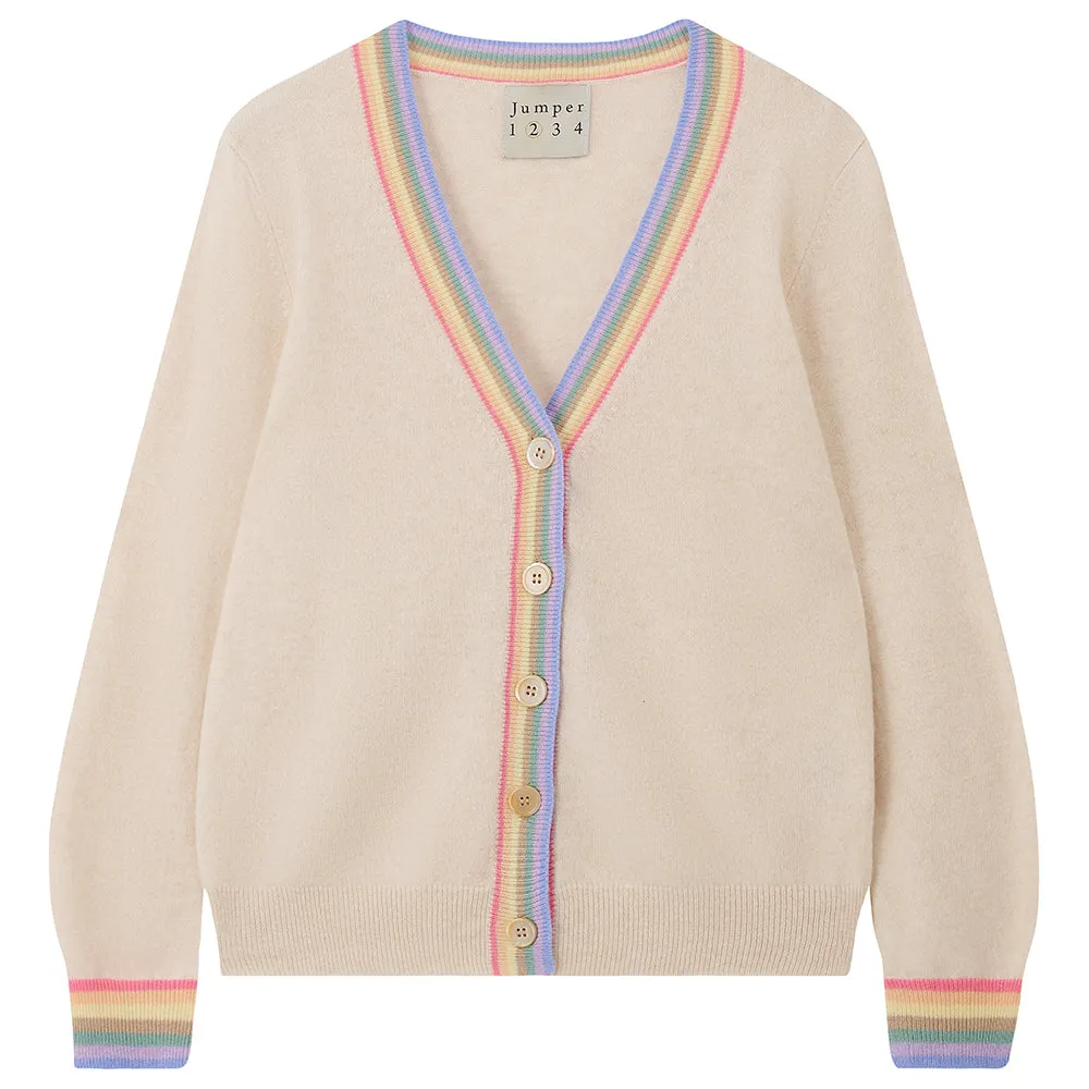 Cashmere Rainbow Cardigan in Oatmeal sold by Jumper 1234