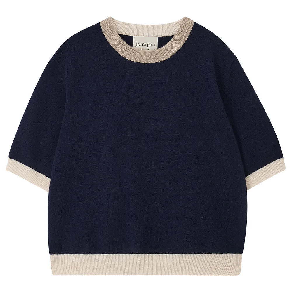Cashmere Many Contrast T Shirt in Navy sold by Jumper 1234