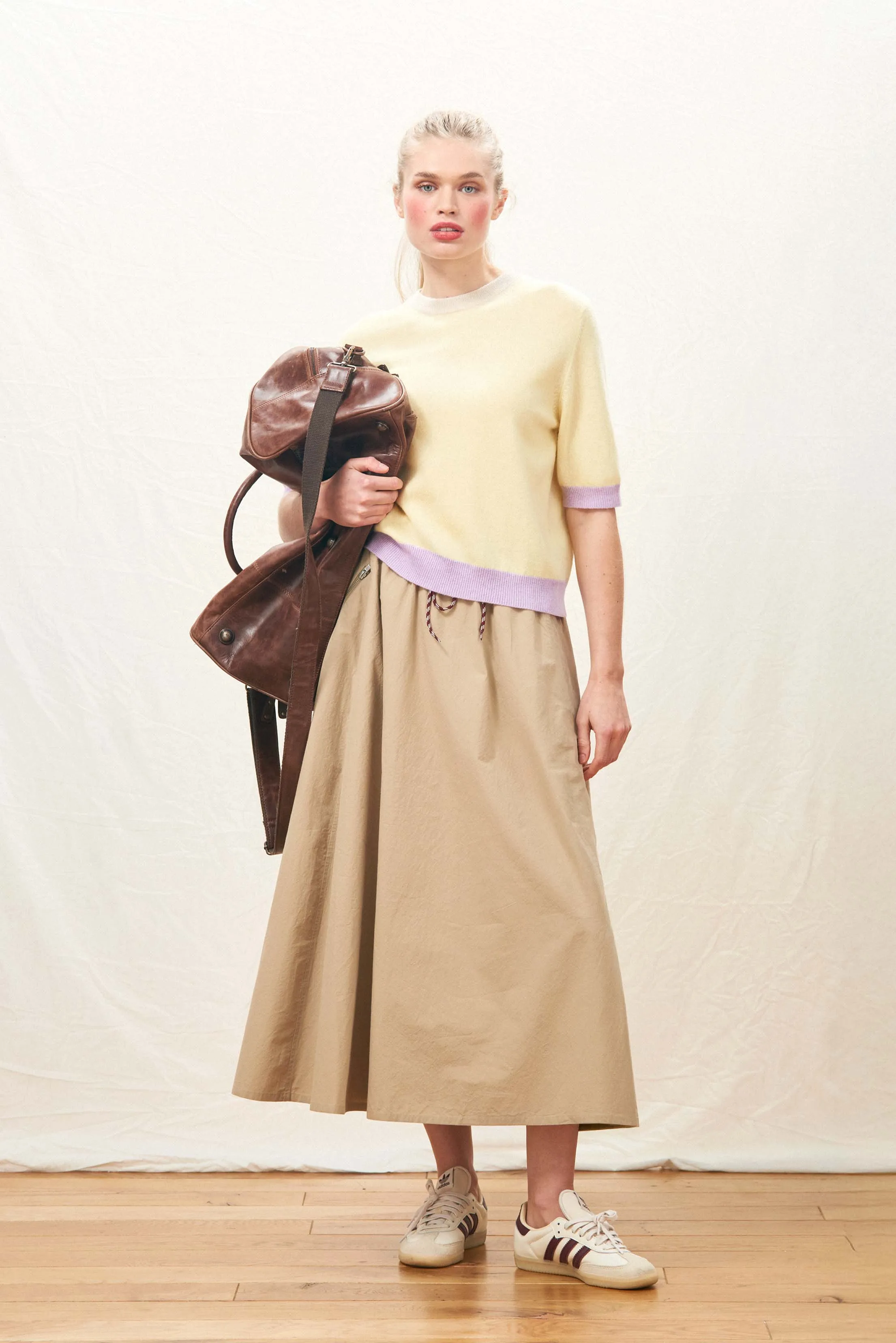 Cashmere Many Contrast T Shirt in Pale Yellow sold by Jumper 1234 product image thumbnail 2