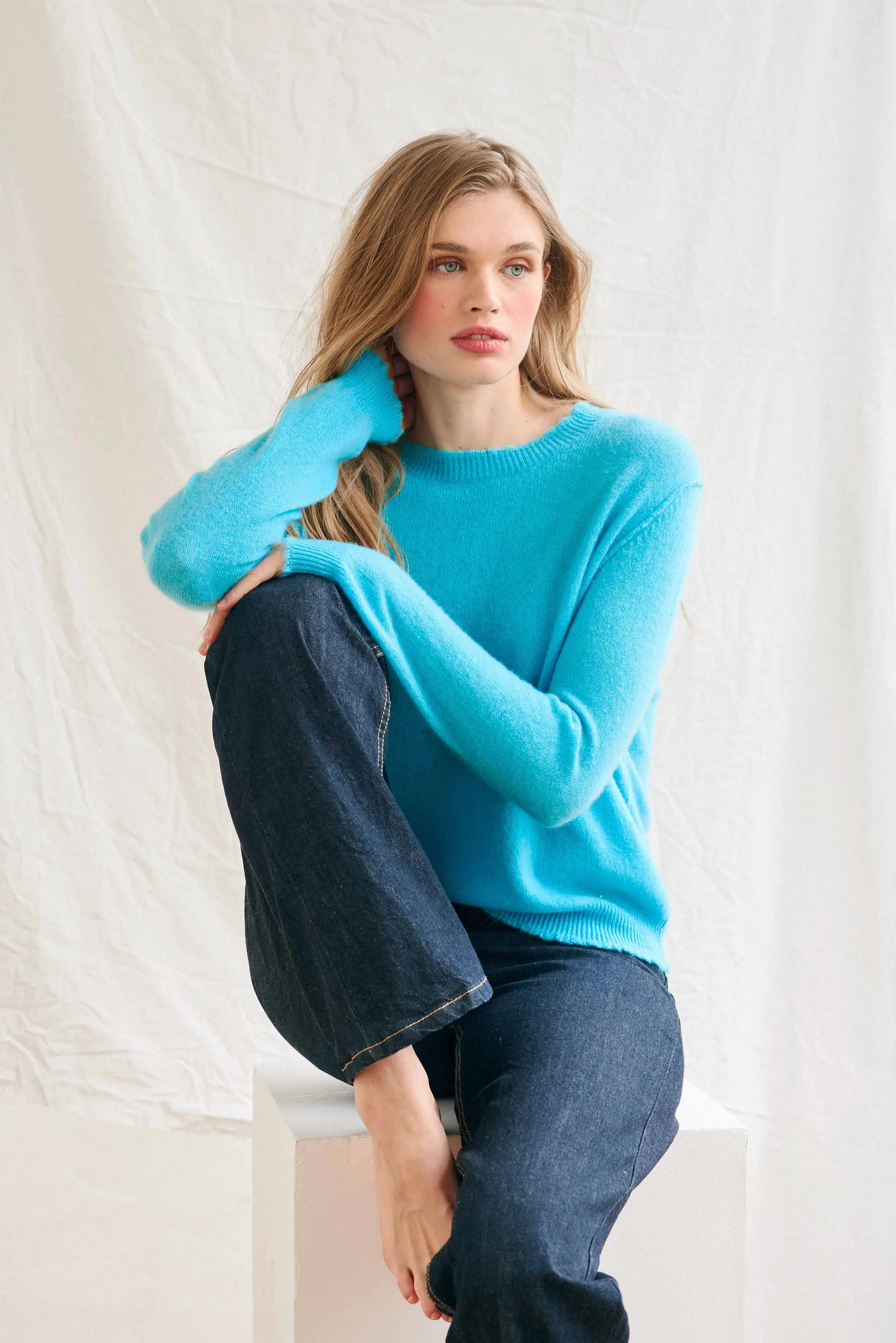 Cashmere Distressed Crew in Blue sold by Jumper 1234 product image thumbnail 2