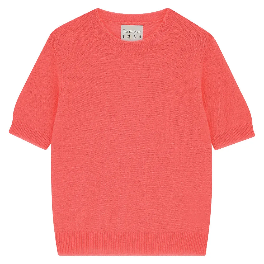 Cashmere Distressed T Shirt in Coral sold by Jumper 1234