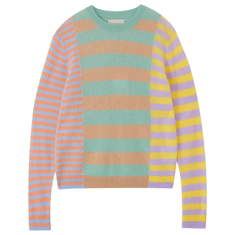 Cashmere Cut Up Multi Stripe Crew made by Jumper 1234