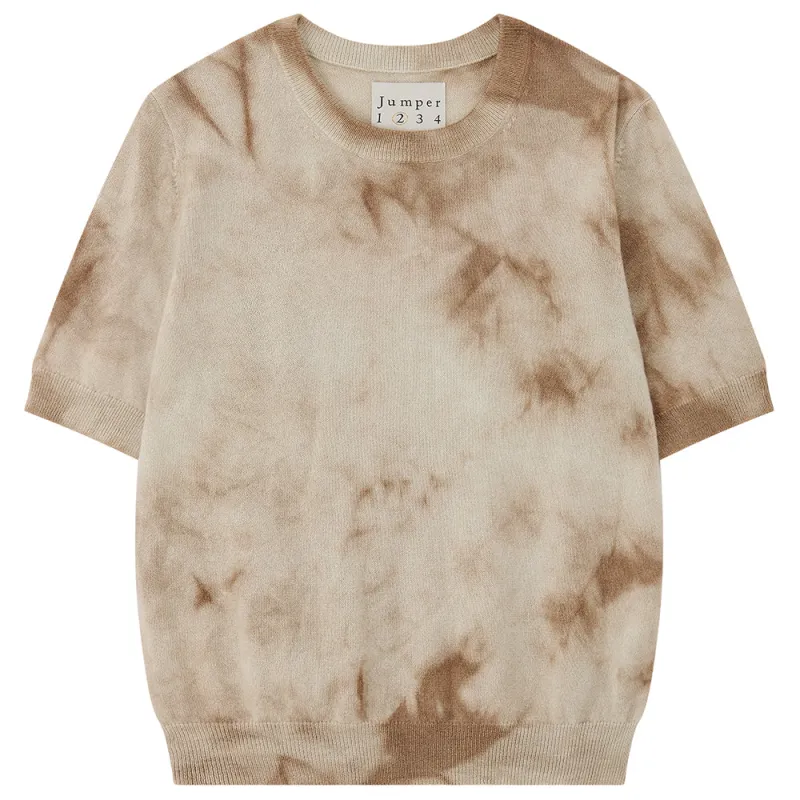Cashmere Batik Short Sleeve Crew in Camel made by Jumper 1234