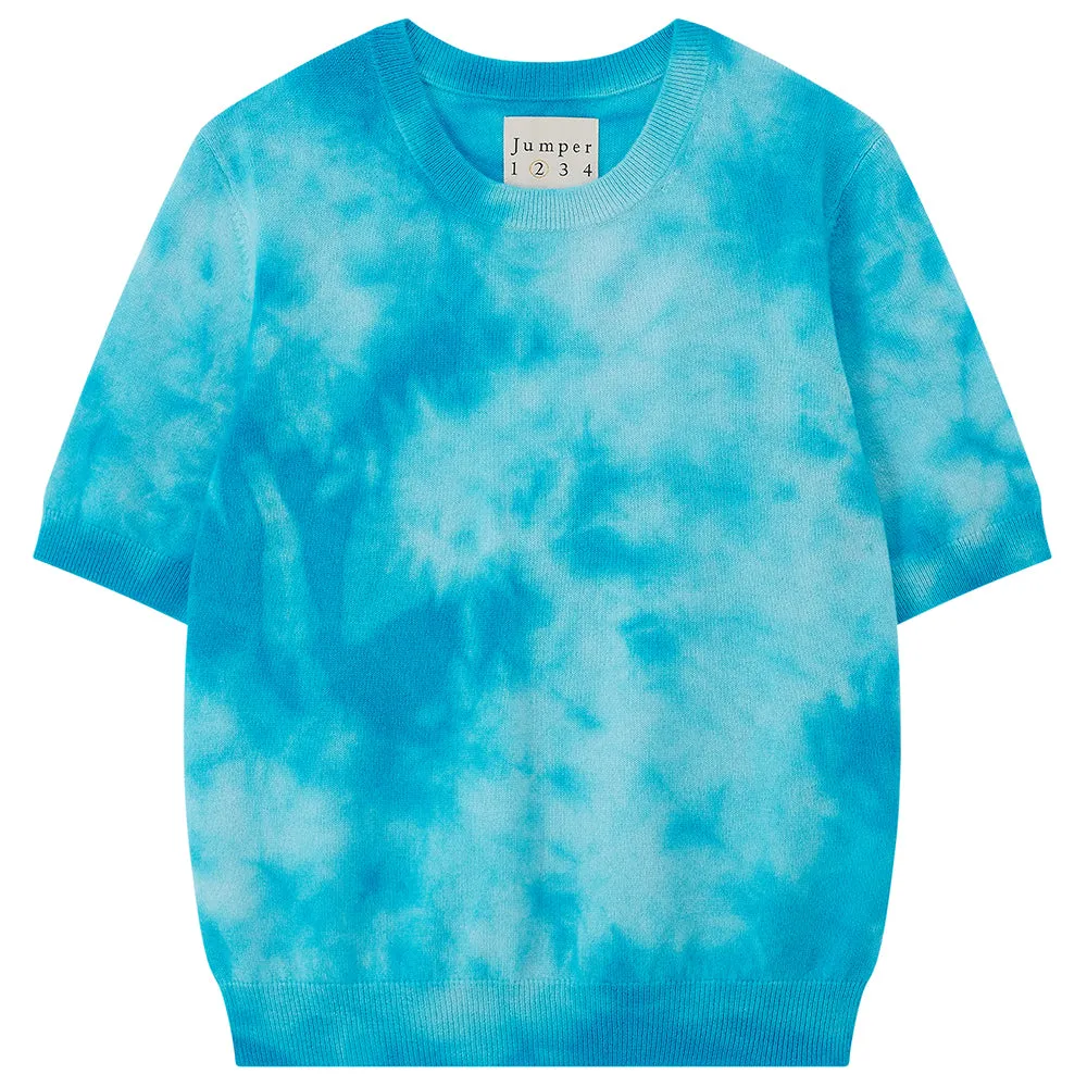Cashmere Batik Short Sleeve Crew in Turquoise sold by Jumper 1234