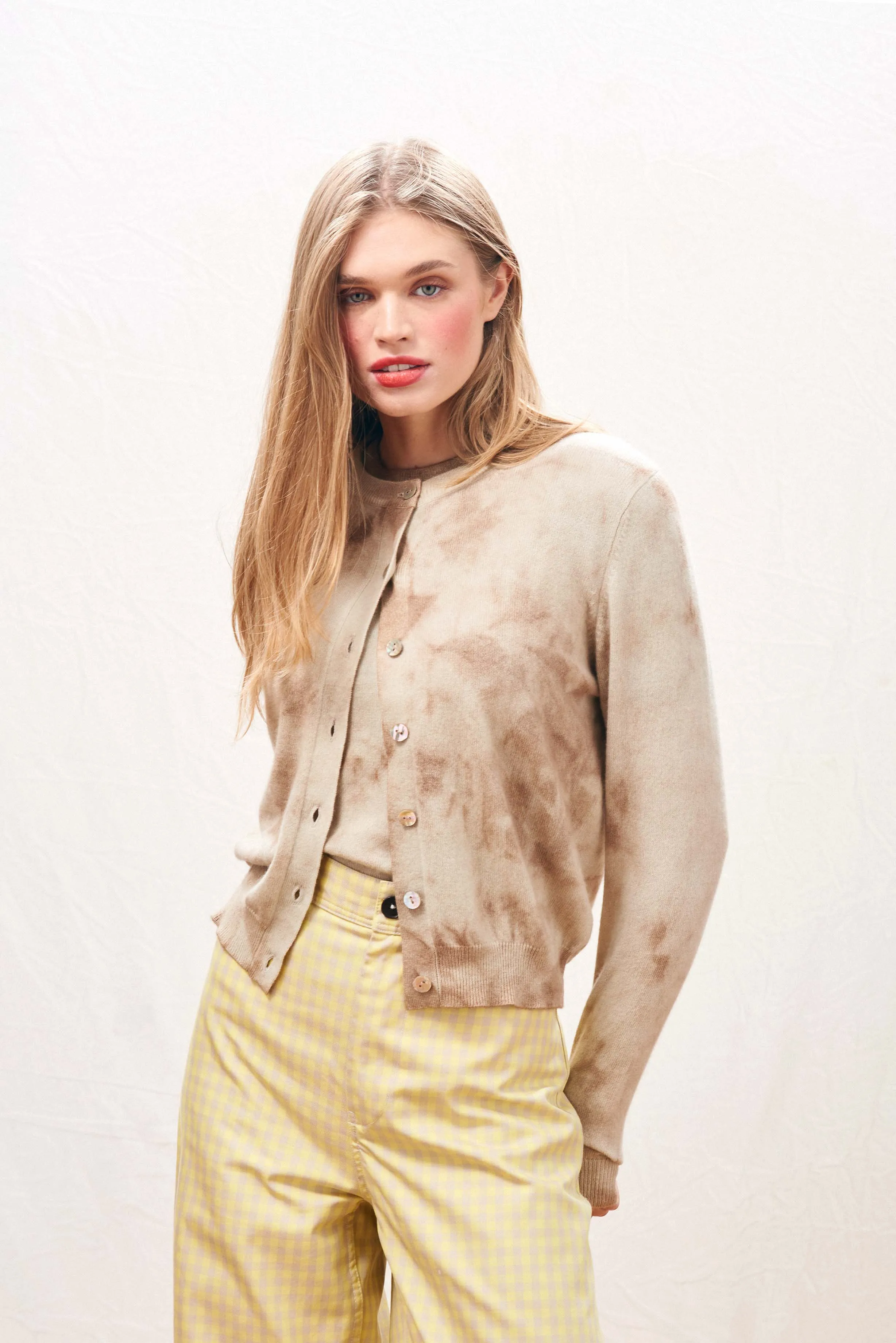 Cashmere Batik Cardigan in Camel sold by Jumper 1234 product image thumbnail 2