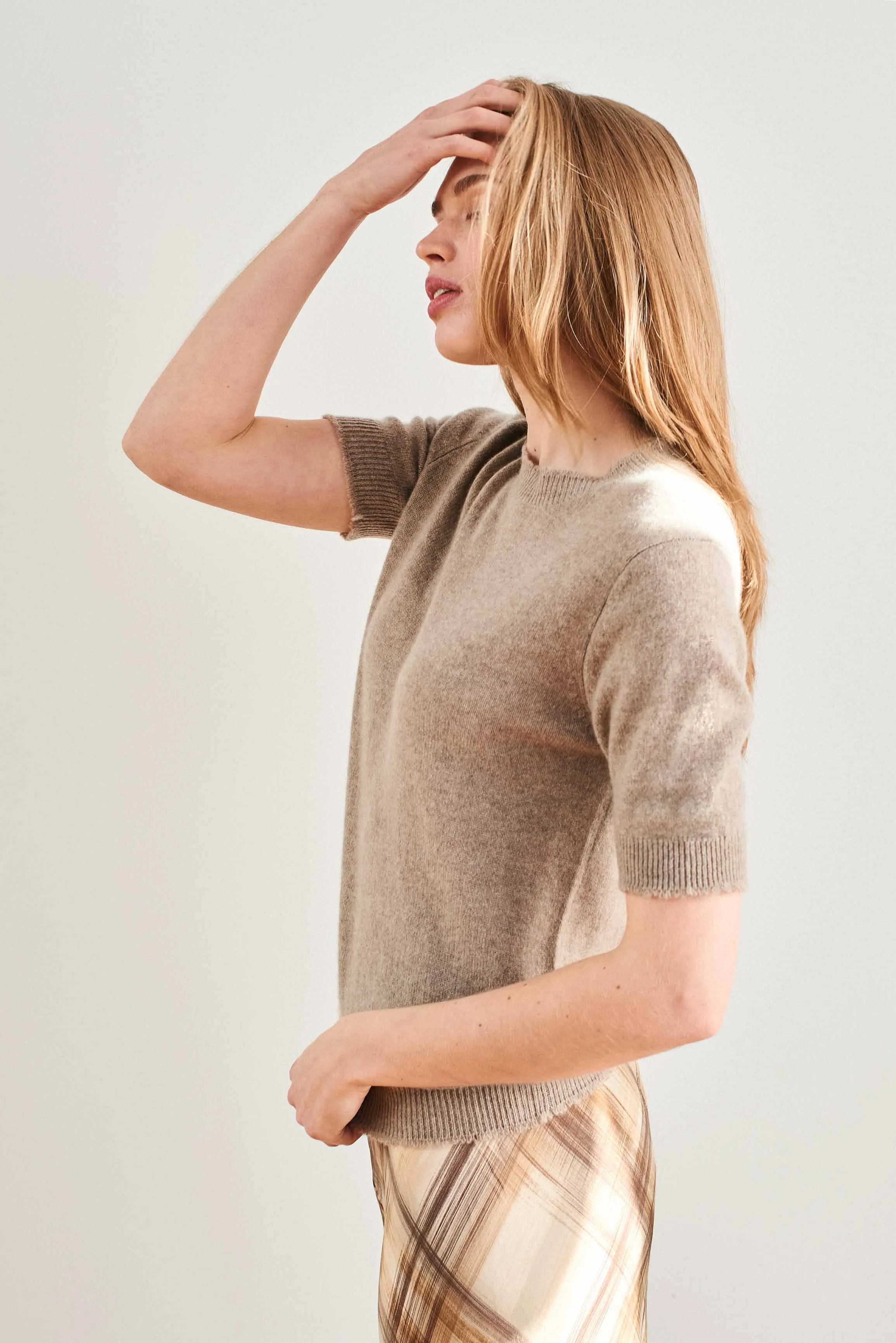 Cashmere Distressed T Shirt in Organic Light Brown sold by Jumper 1234 product image thumbnail 4