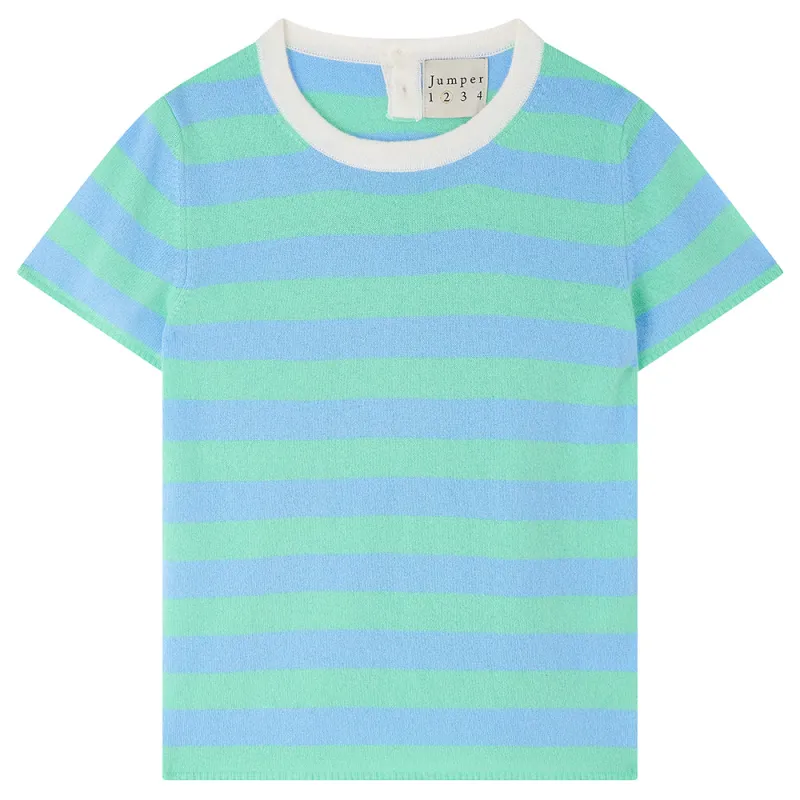 Cashmere Stripe T-Shirt in Blue and Green made by Jumper 1234